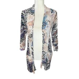 ALBERTO MAKALI Women's L Art To Wear Open Cardigan Mixed Animal Print